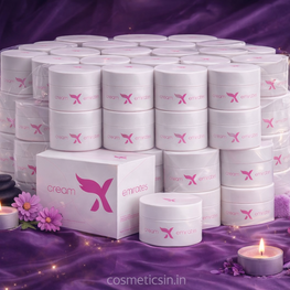 creamxemirates bundle of 20 skincare cream jars with purple background and candles