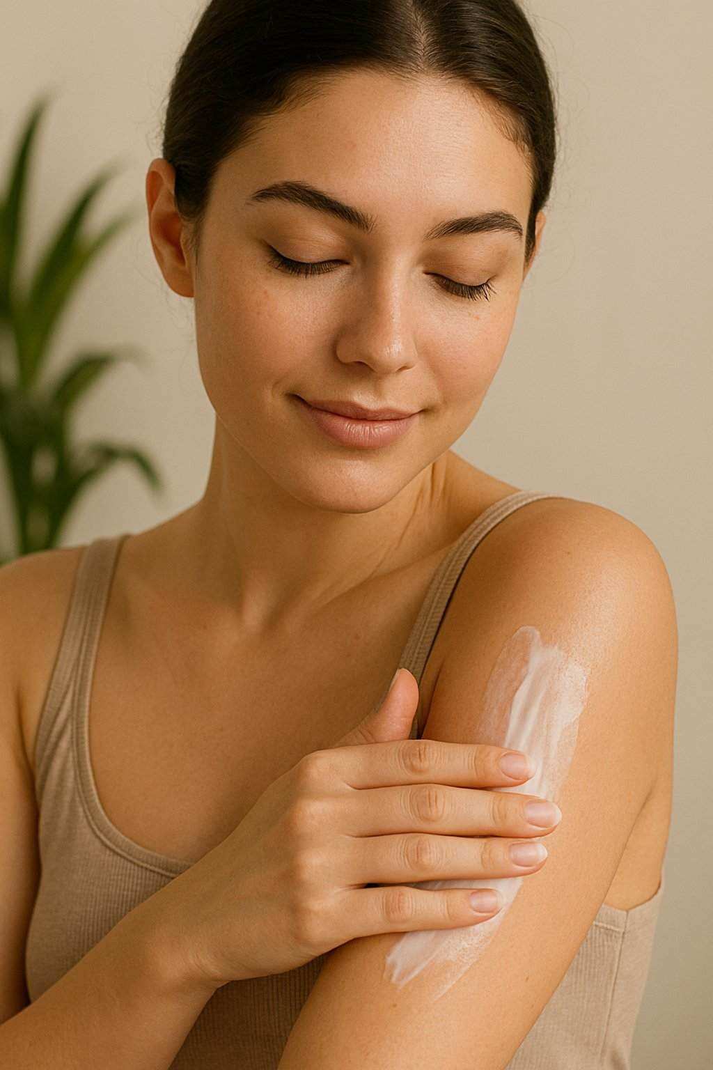 Facecream jar with creamy texture on white background
