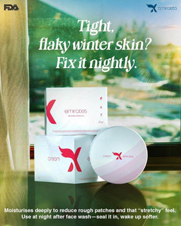 Cream X Emirates face whitening cream packaging with moisturizing benefits for dry winter skin