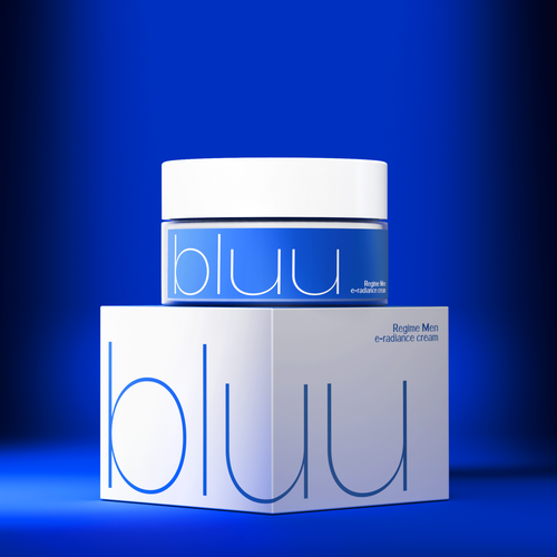Bluu Regime men e-radiance cream jar for brightening skin