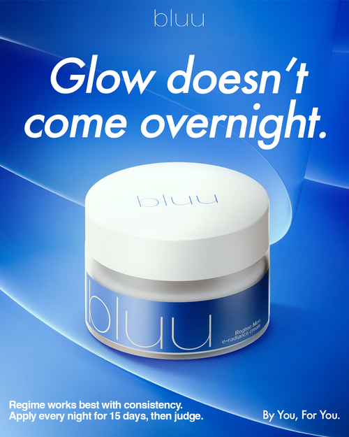 Bluu Regime men e-radiance cream jar for skin brightening and hydration