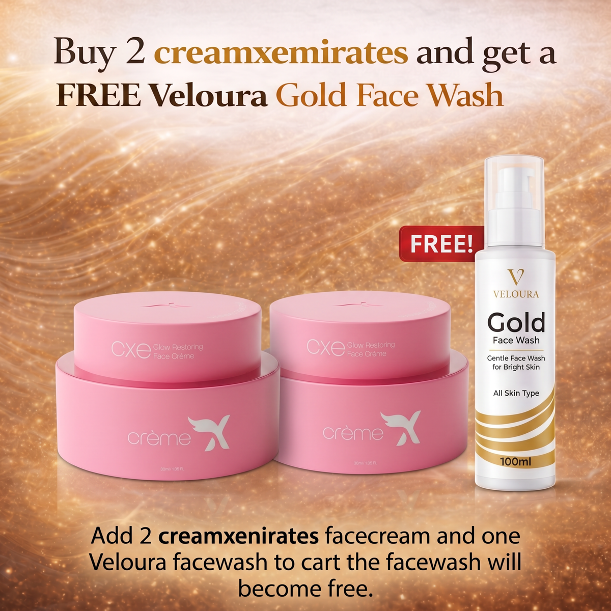 Creamxemirates glow combo with 2 face creams and Veloura facewash