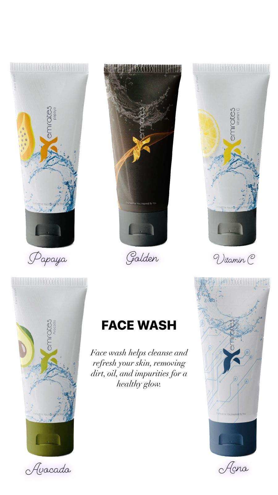 CreamXemirates skin cleansing facewash tubes with various natural extracts for deep cleansing and refreshing skin