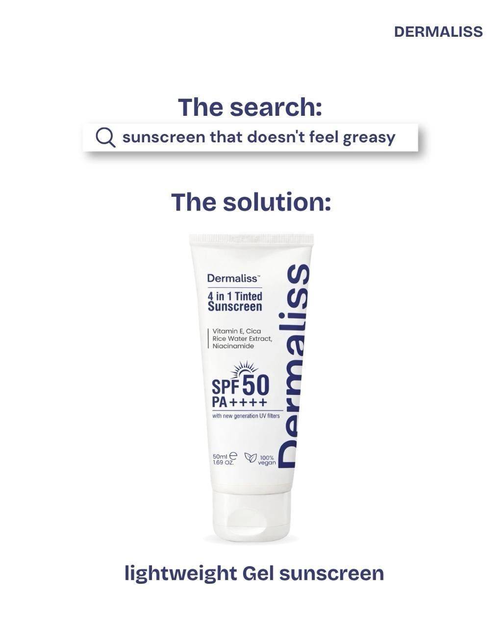 Dermaliss 4 in 1 tinted sunscreen tube with SPF 30