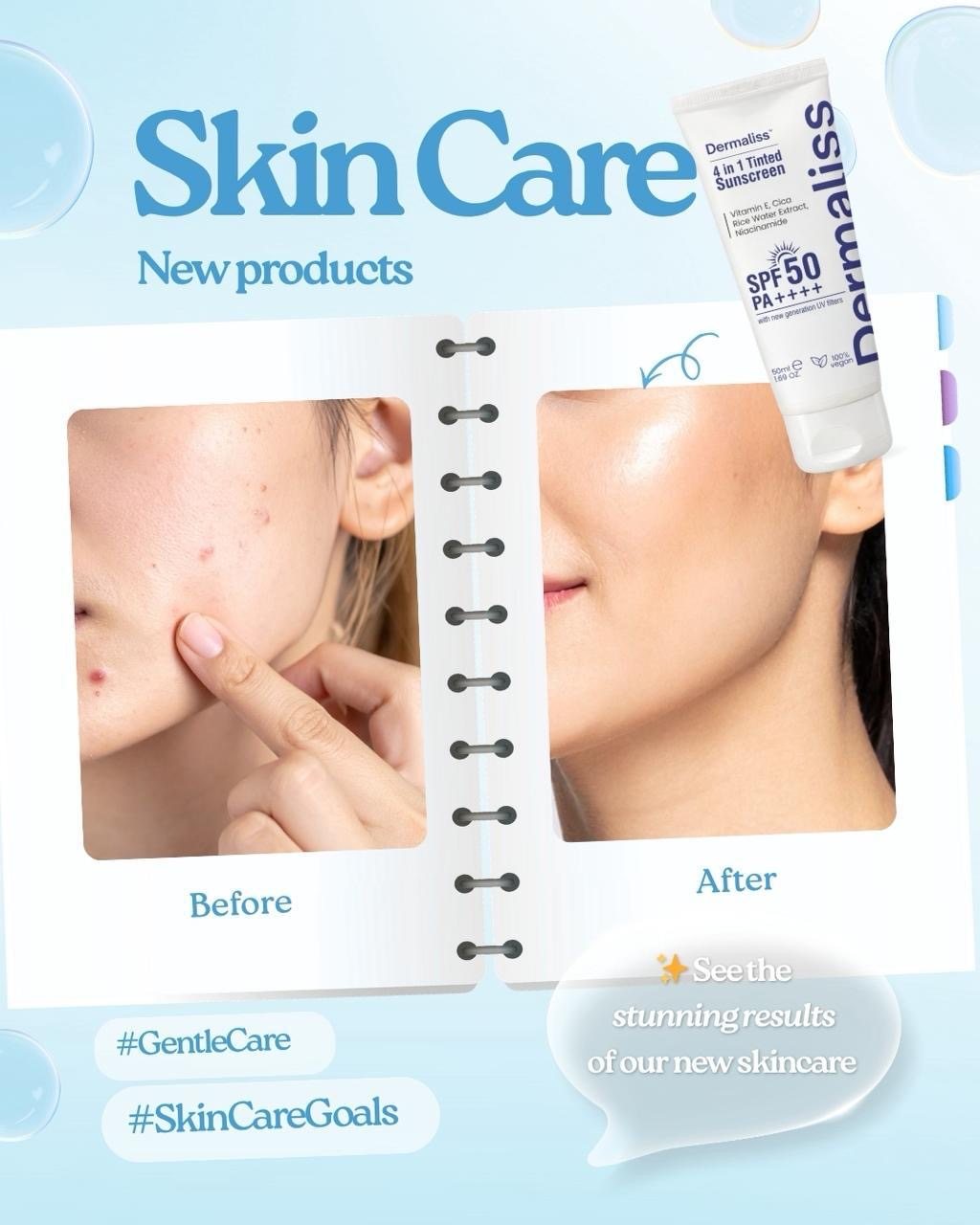 Dermaliss 4 in 1 tinted sunscreen tube with SPF 30