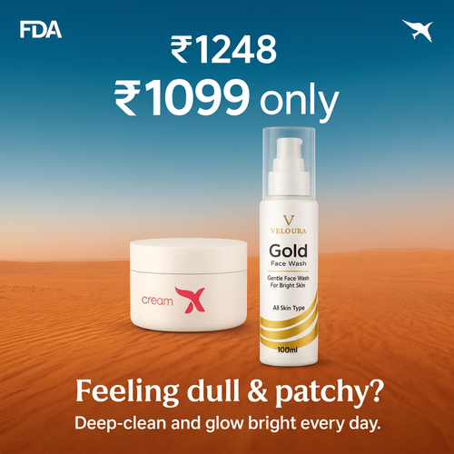 Xemirates Face Cream and Veloura Gold Facewash combo for deep cleansing and anti-aging skincare