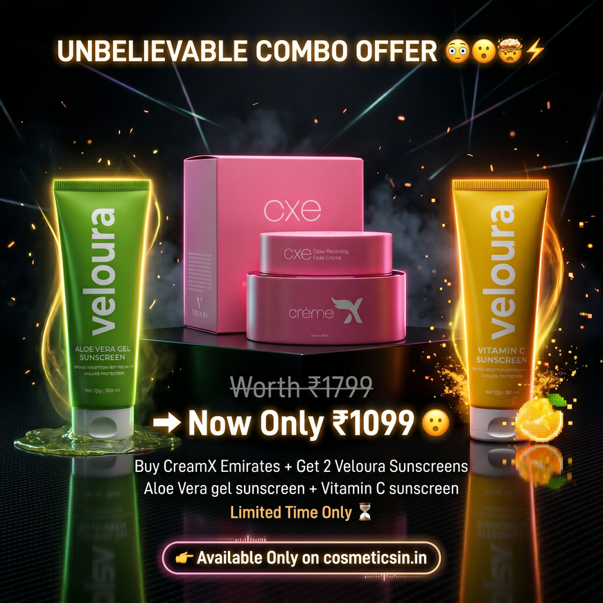 Creamxemirates Brightening Cream with Veloura Aloe Vera and Vitamin C Sunscreens combo for glowing, protected skin