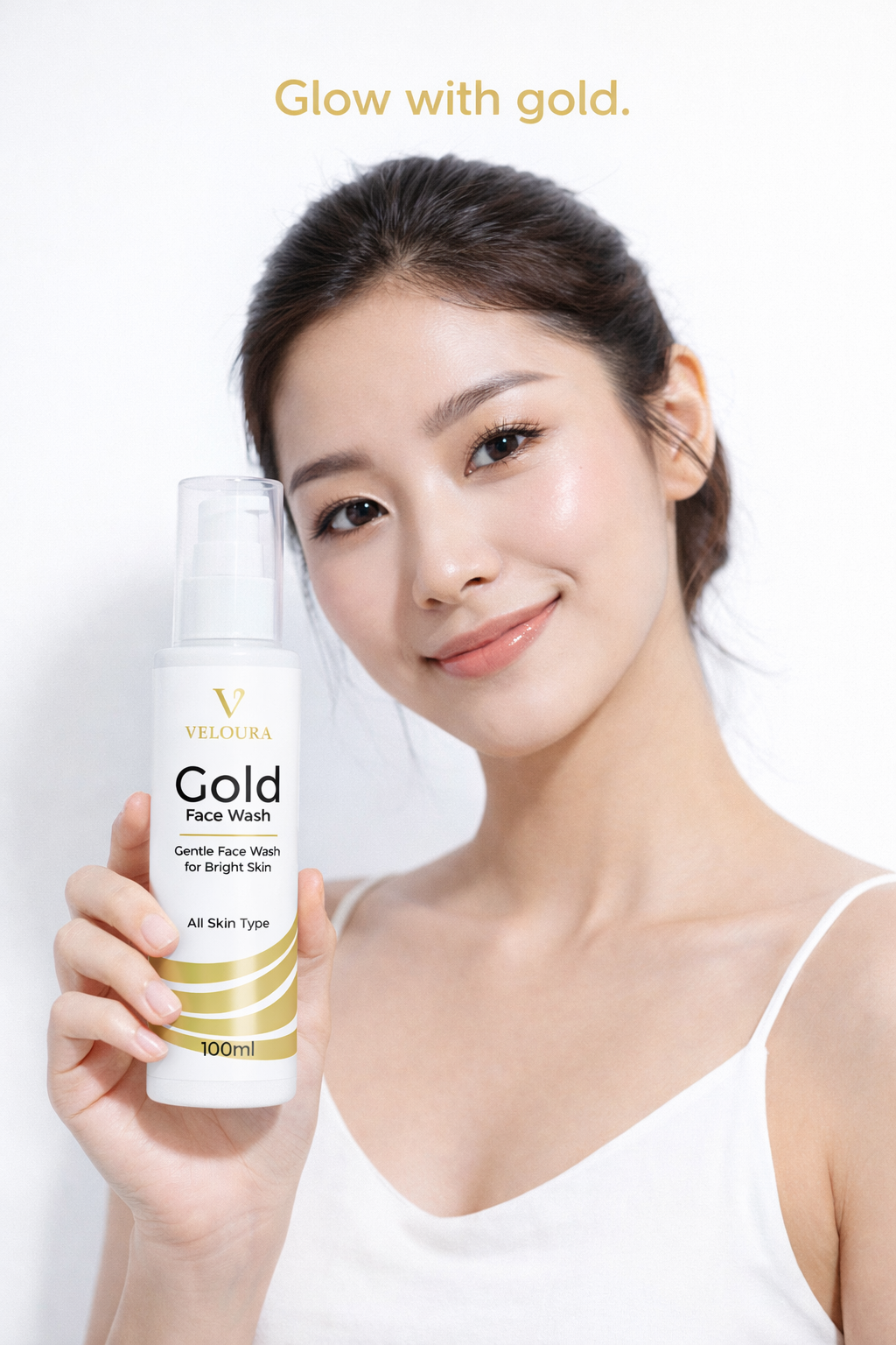 Veloura Gold Facewash 150ml pump bottle for deep cleansing