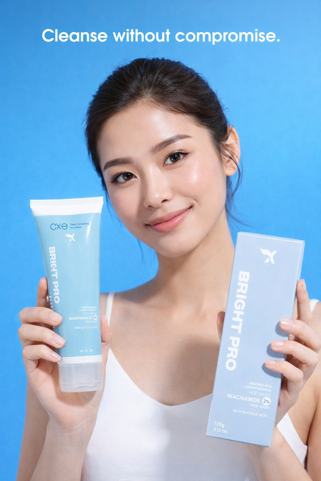 X Emirates Bright Pro facial cleanser bottle for brightening skin
