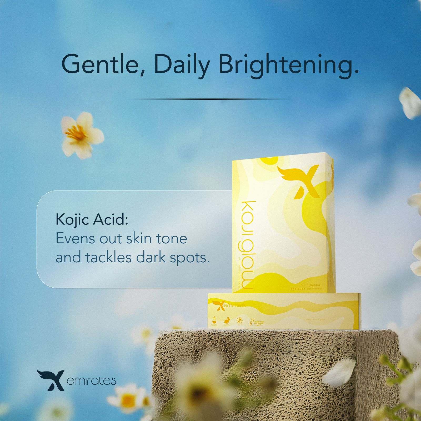 X Emirates Koji Soap brightening bar with Kojic Acid for even skin tone and dark spot reduction