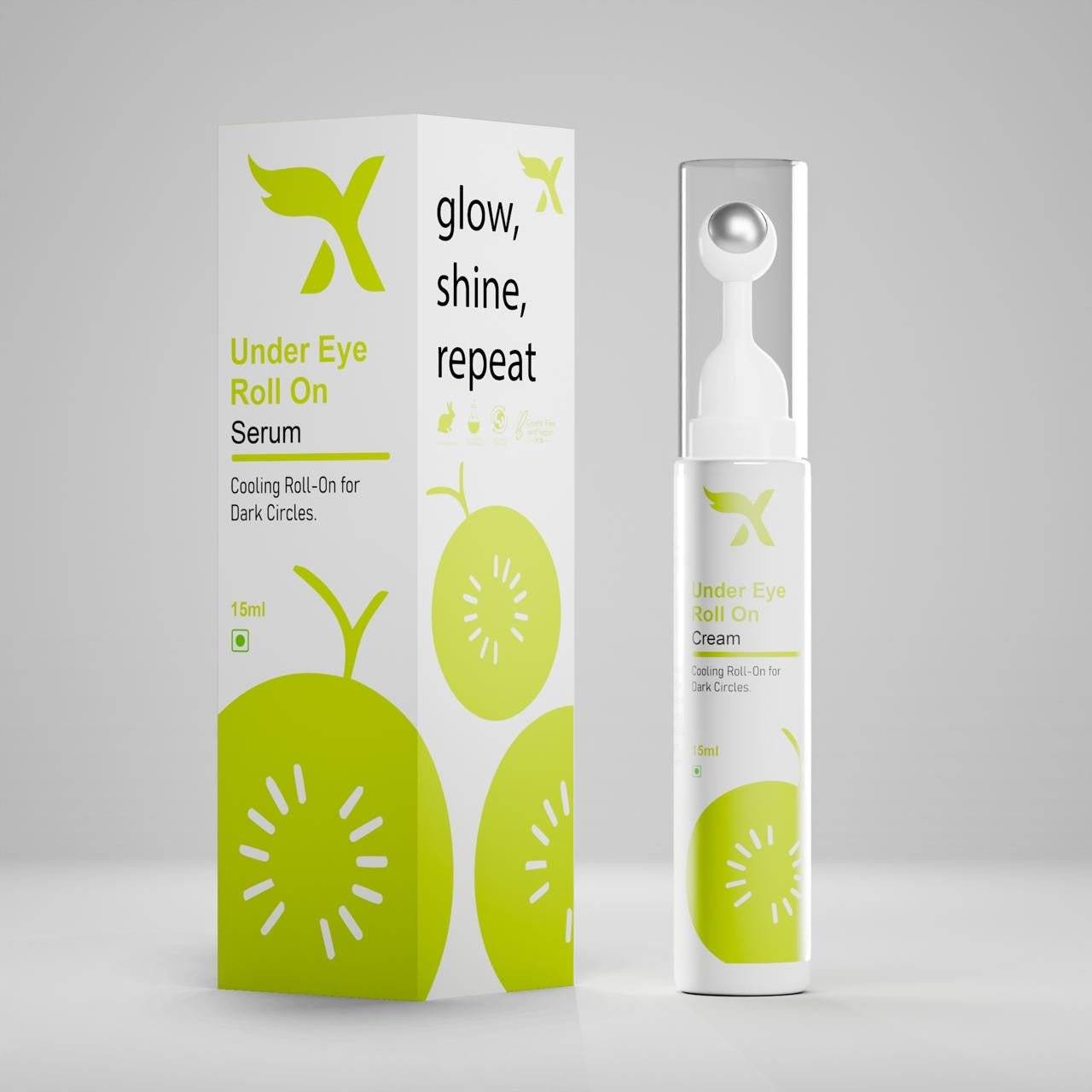 Xemirates Under-Eye Roller Serum with cooling applicator for dark circles and puffiness relief